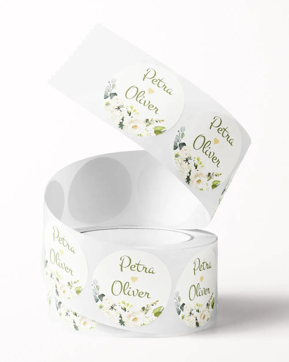 Svatební mini nálepky na obálky a dárky Bílé růže V. 1/3