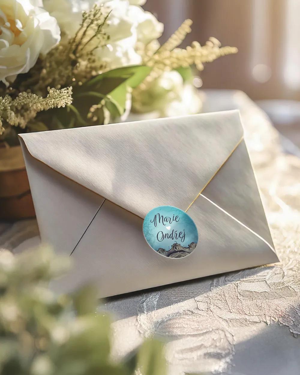 Svatební mini nálepky na obálky a dárky The Addams Family 1/3