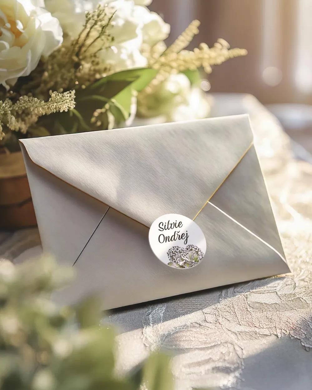 Svatební mini nálepky na obálky a dárky Rustic 2/3