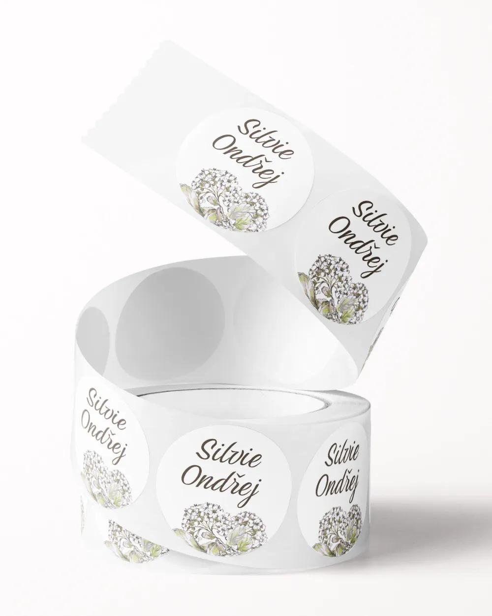 Svatební mini nálepky na obálky a dárky Rustic 1/3