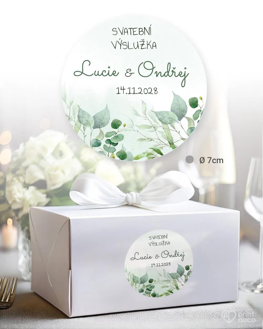 Svatební samolepky na výslužky Greenery V. 2/4