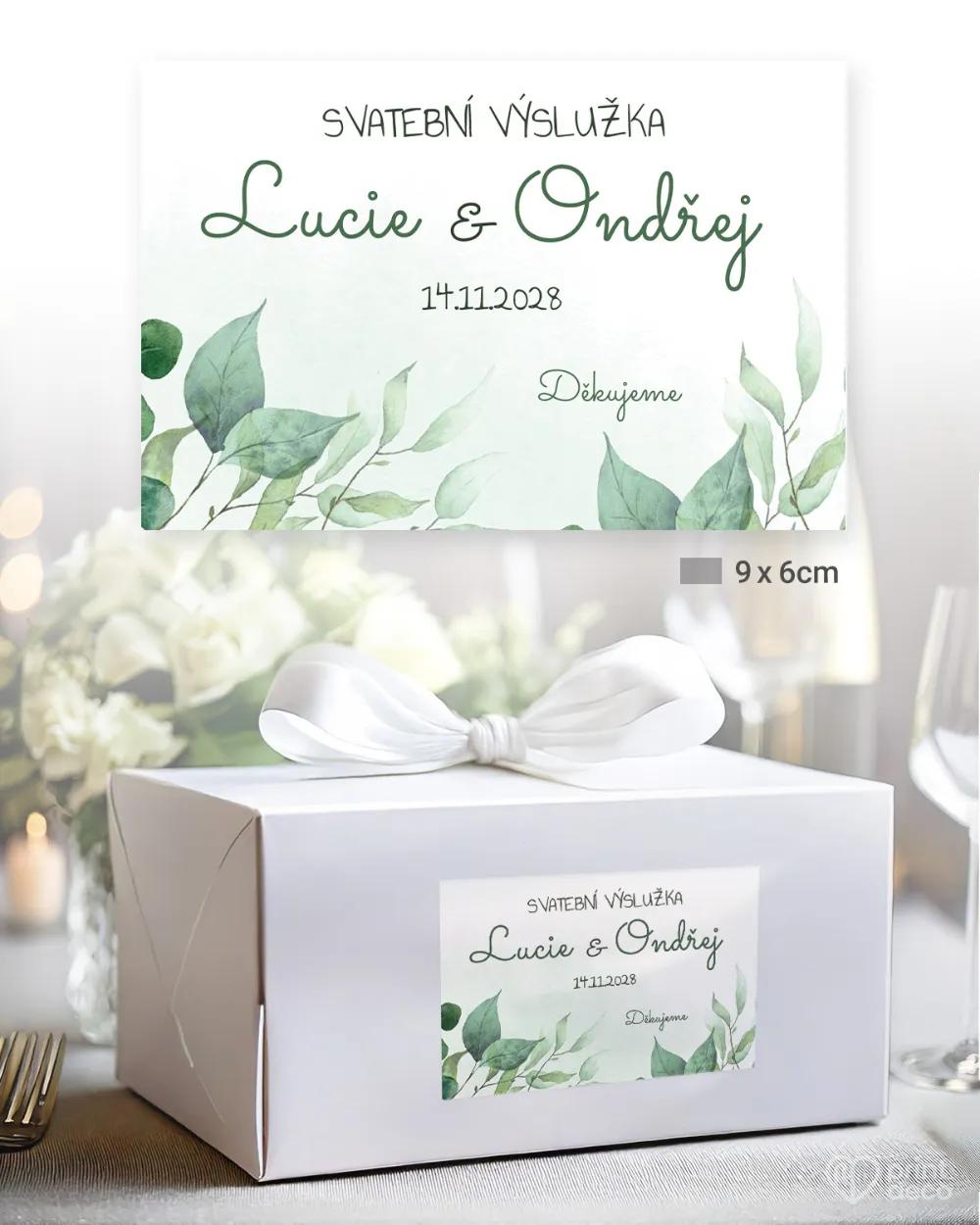 Svatební samolepky na výslužky Greenery V. 1/4