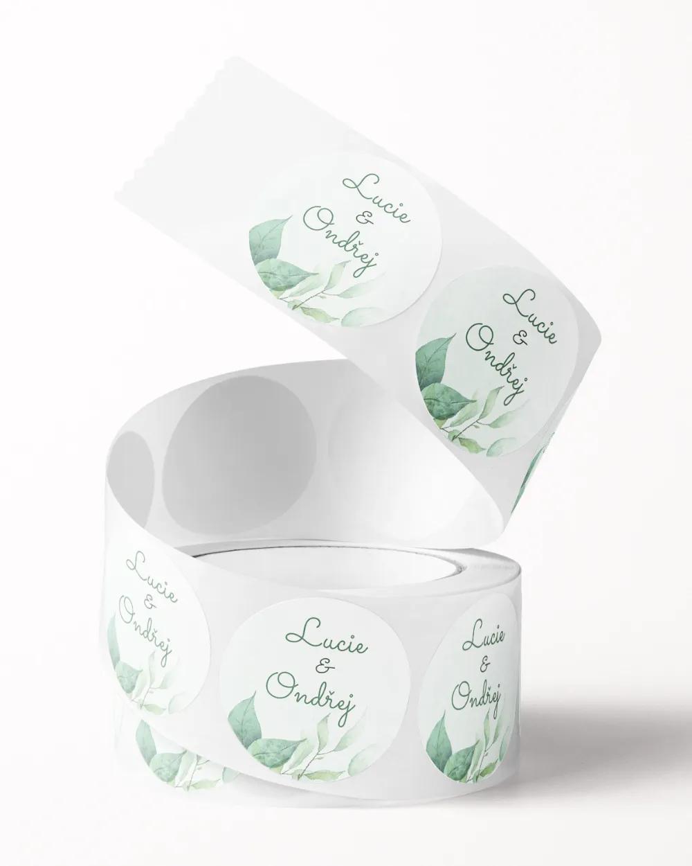 Svatební mini nálepky na obálky a dárky Greenery V. 2/3