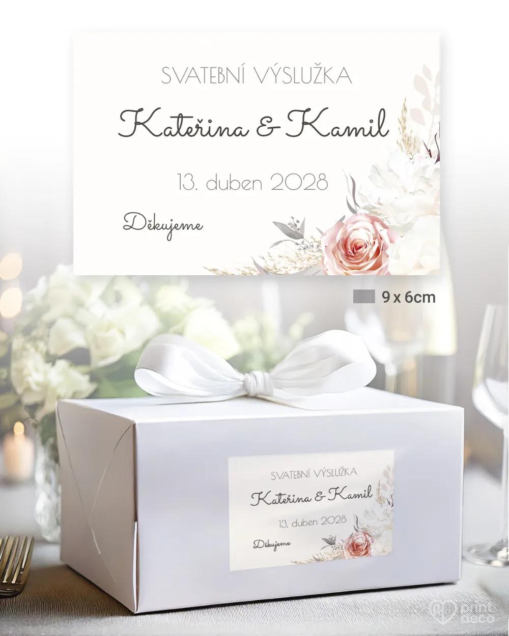 Svatební samolepky na výslužky rozkvetlé květiny I. 2/3