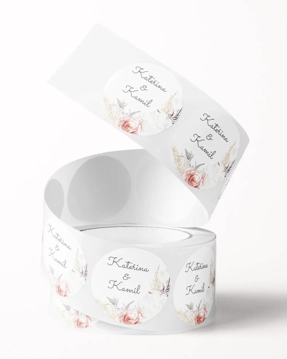 Svatební mini nálepky na obálky a dárky Rozkvetlé květiny I. 2/3