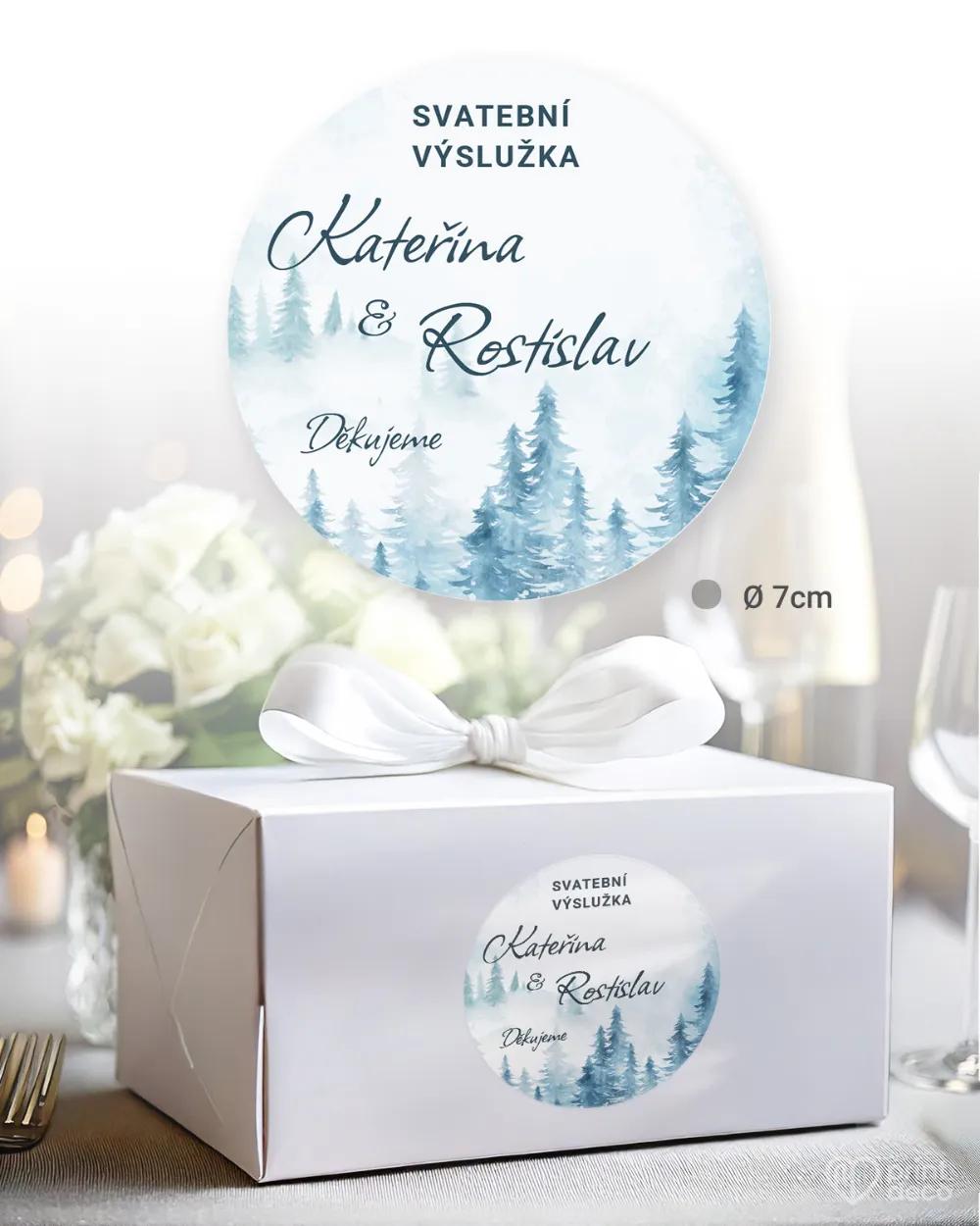 Svatební samolepky na výslužky zimní krajina I. 2/3