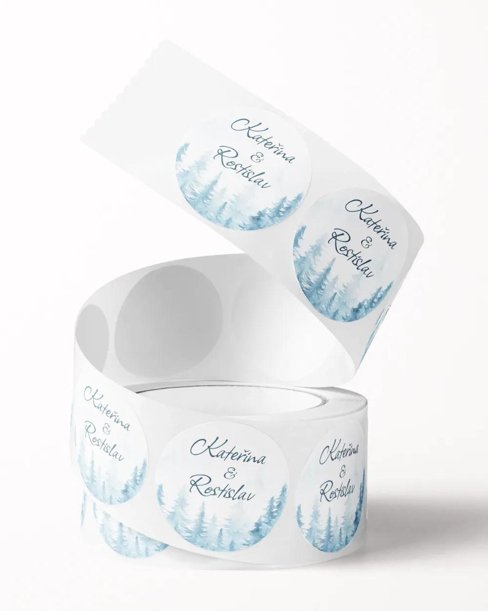 Svatební mini nálepky na obálky a dárky Zimní krajina I. 1/3