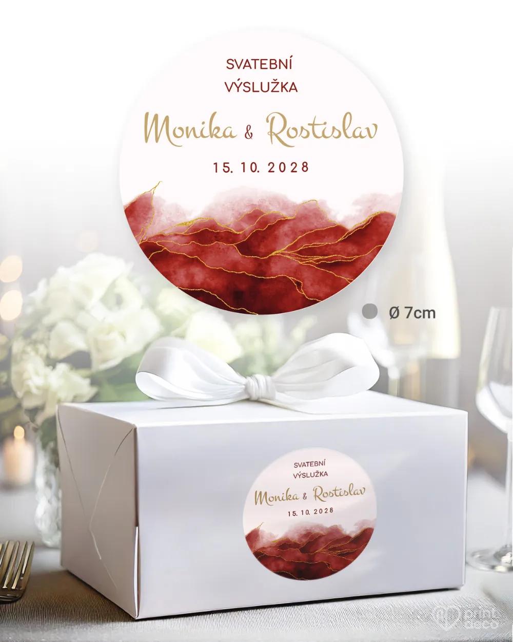 Svatební samolepky na výslužky abstrakt IV. bordó 1/3