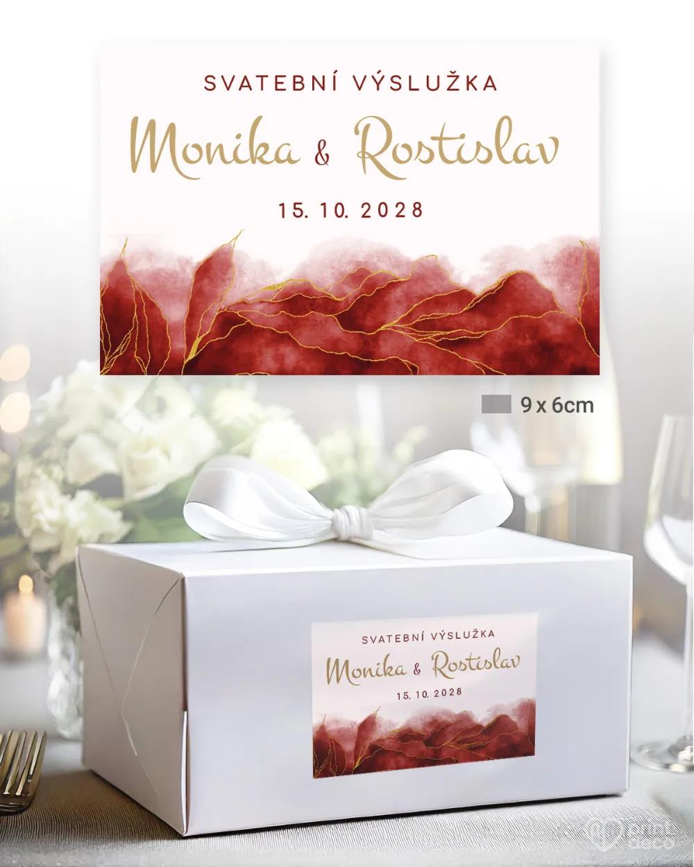 Svatební samolepky na výslužky abstrakt IV. bordó 2/3