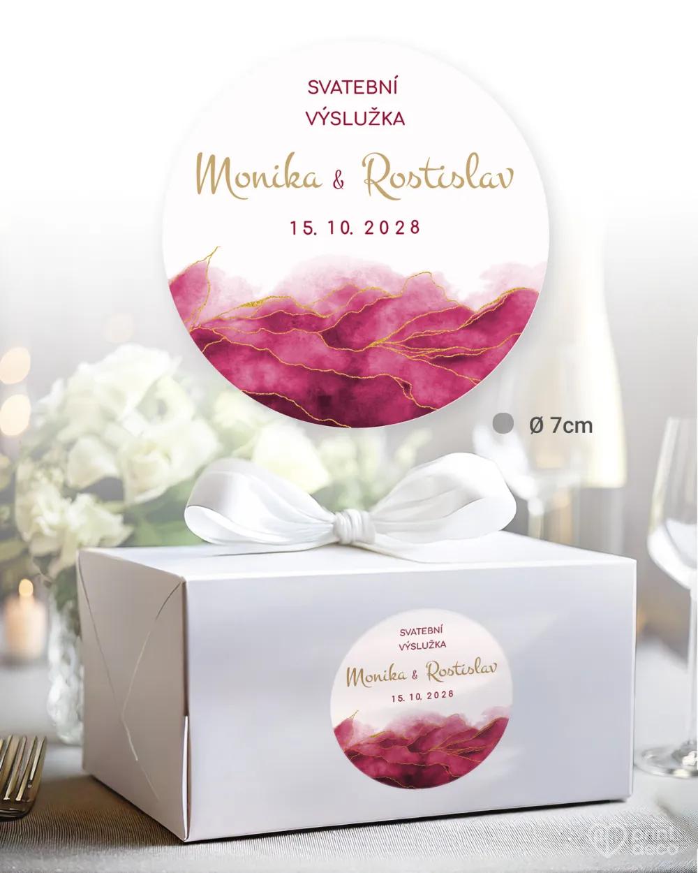 Svatební samolepky na výslužky abstrakt IV. růžová 1/3