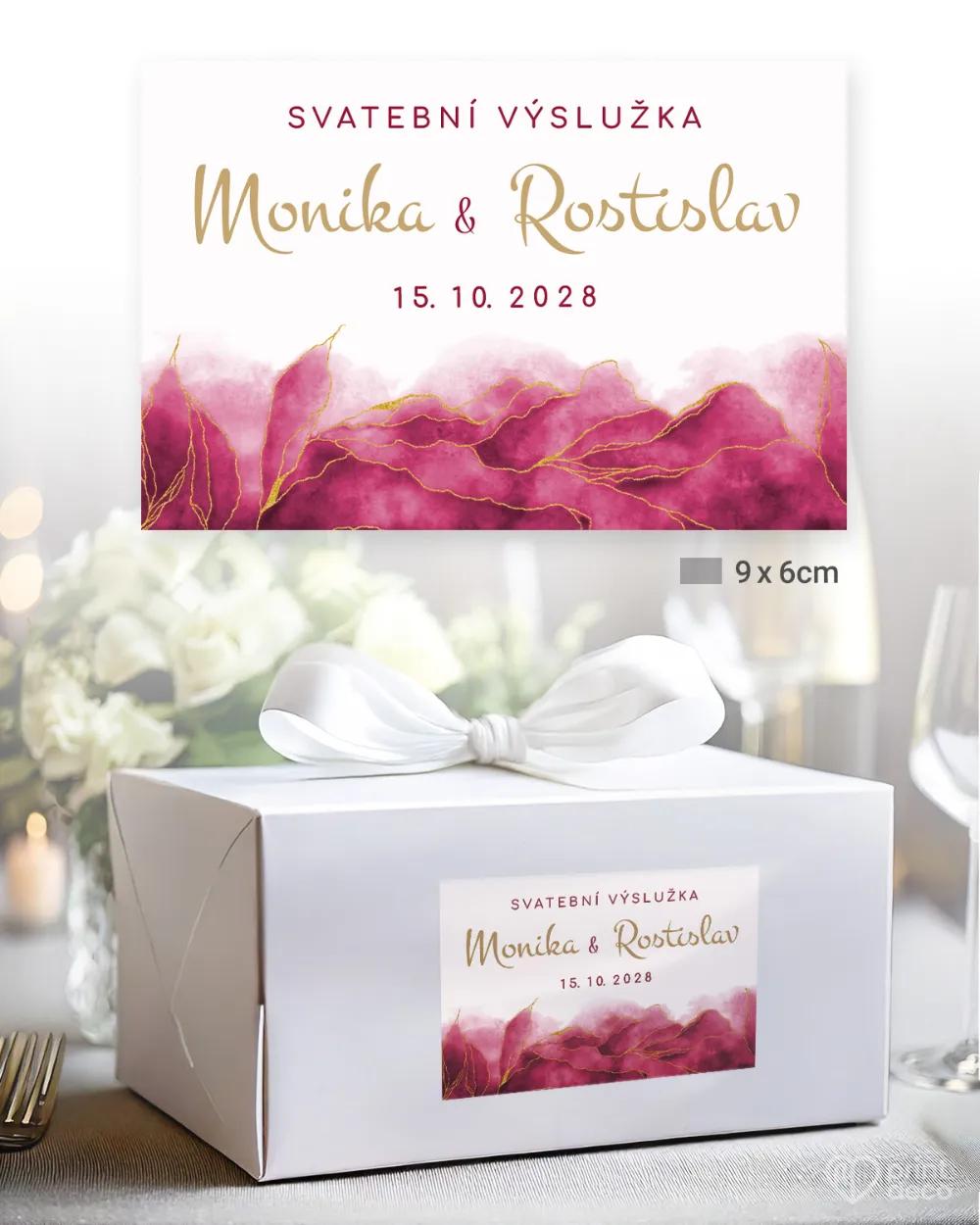 Svatební samolepky na výslužky abstrakt IV. růžová 2/3