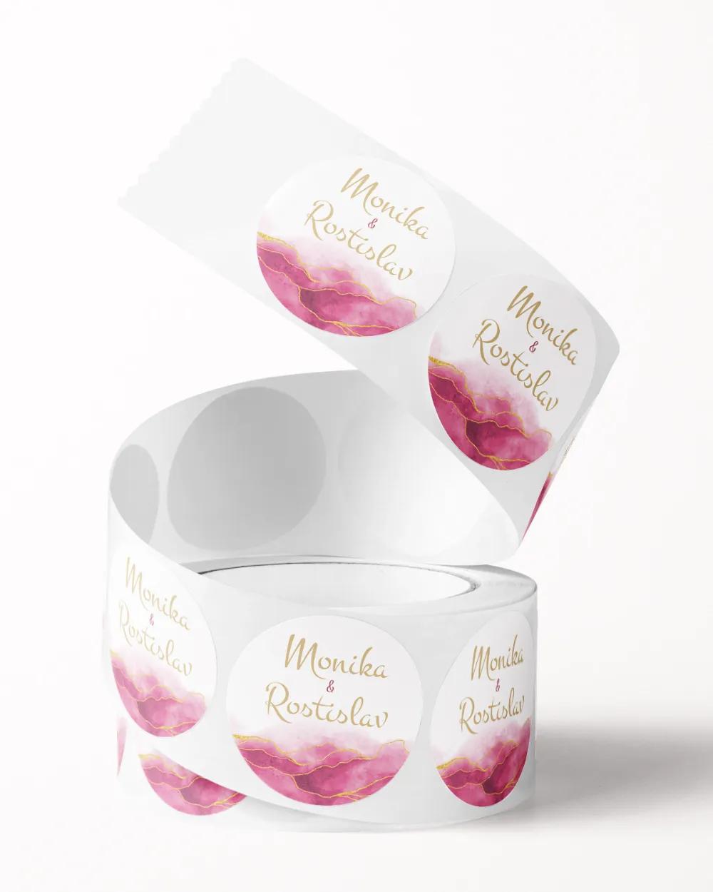 Svatební mini nálepky na obálky a dárky – Abstrakt IV. Růžová 1/3