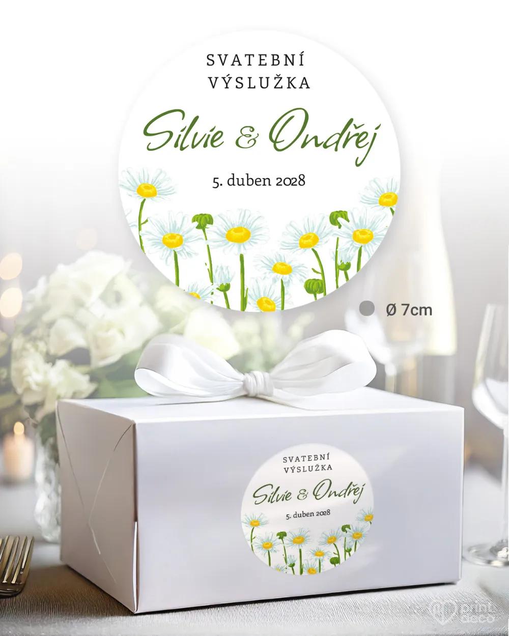 Svatební samolepky na výslužky něžné sedmikrásky 1/3