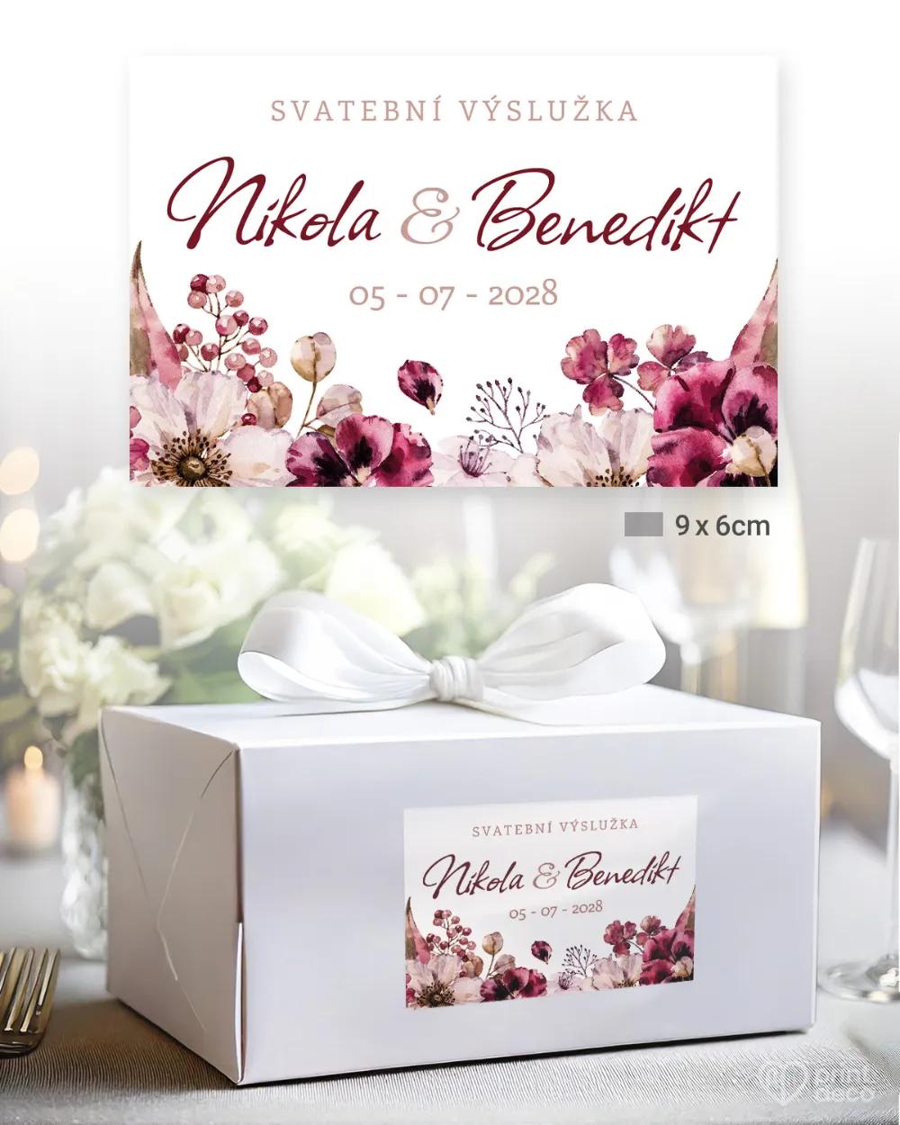 Svatební samolepky na výslužky kytice květin 1/3