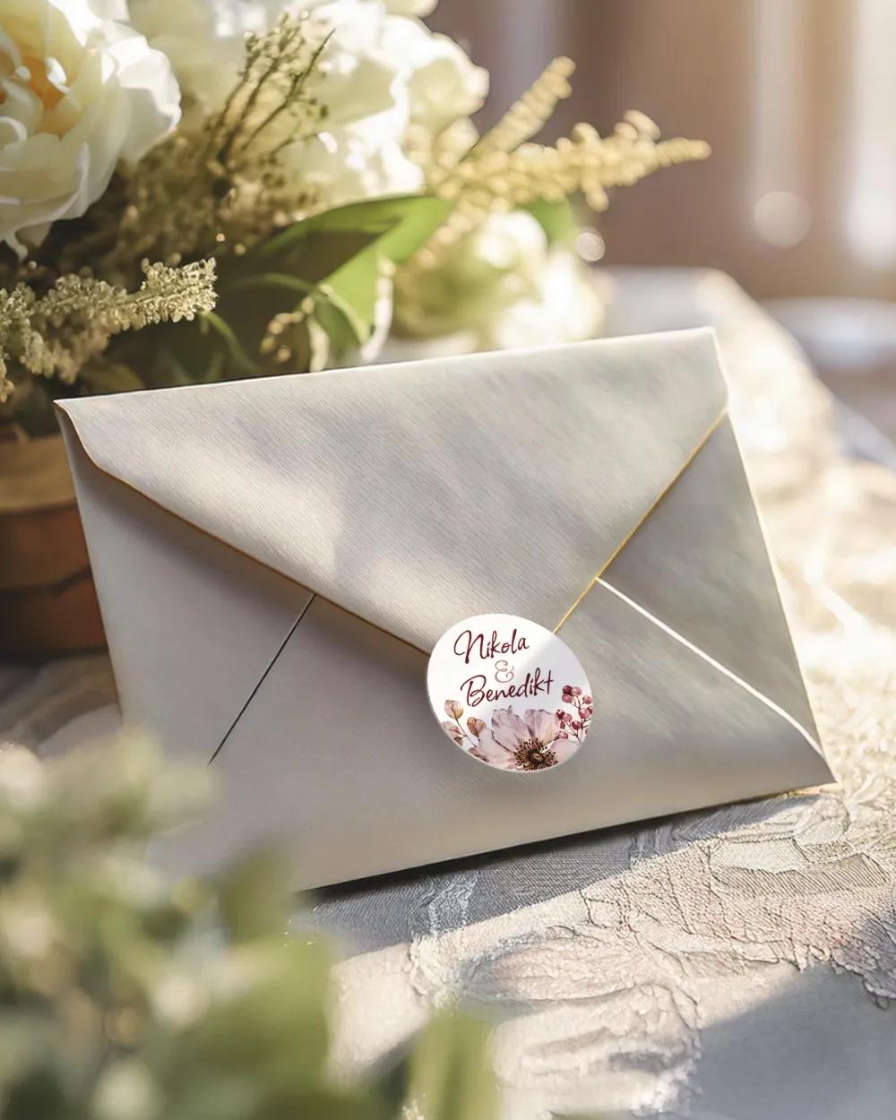 Svatební mini nálepky na obálky a dárky Kytice květin 1/3