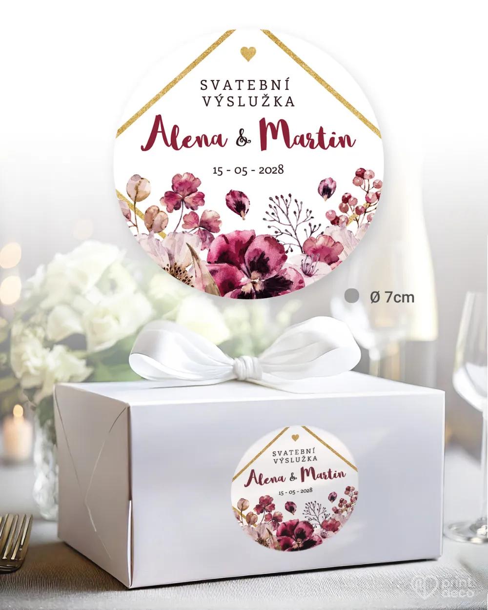 Svatební samolepky na výslužky rozkvetlé květiny II. 1/3