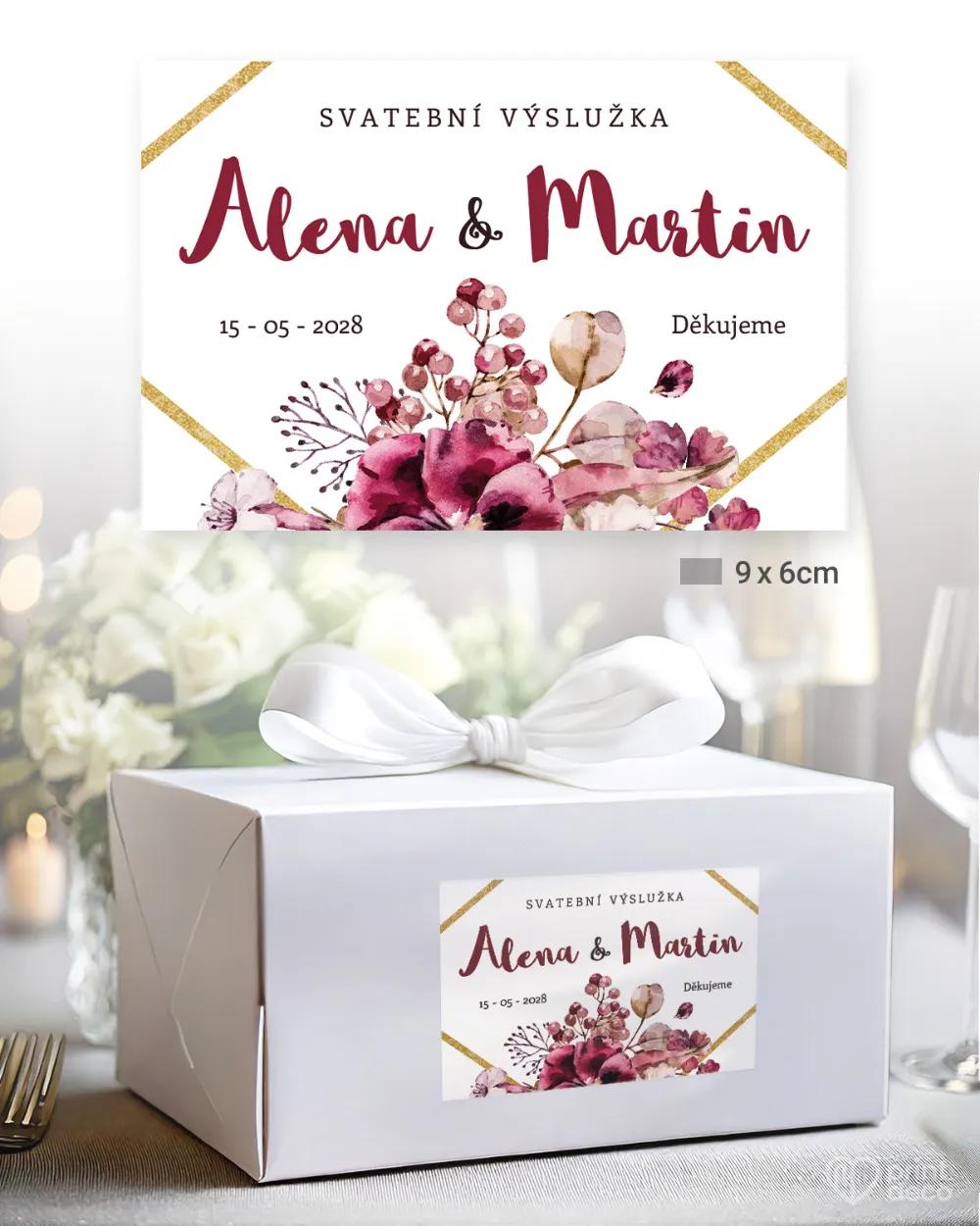 Svatební samolepky na výslužky rozkvetlé květiny II. 2/3