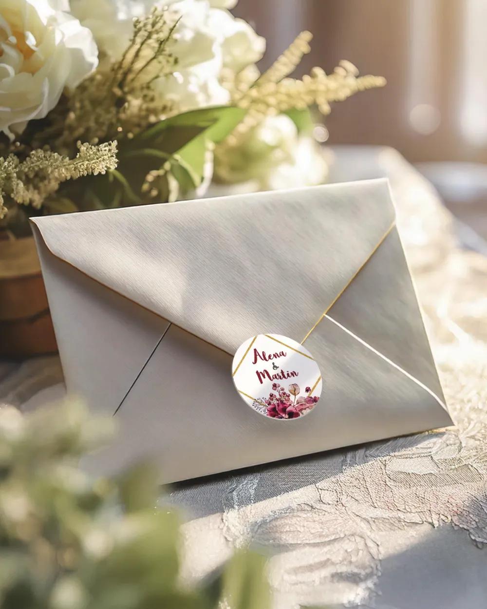 Svatební mini nálepky na obálky a dárky Rozkvetlé květiny II. 2/3