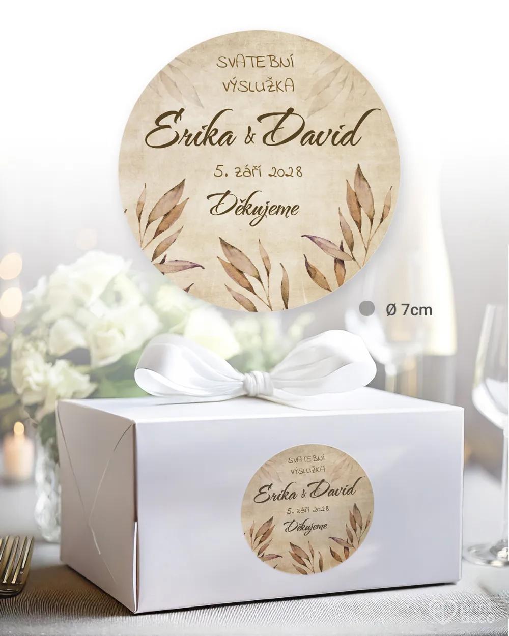 Svatební samolepky na výslužky vintage listy 1/3