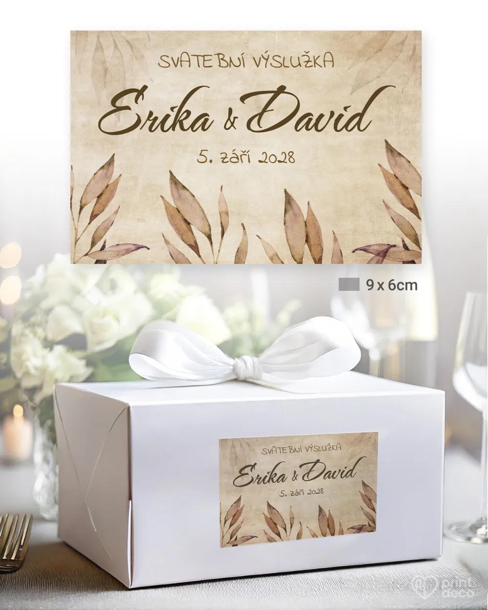 Svatební samolepky na výslužky vintage listy 2/3