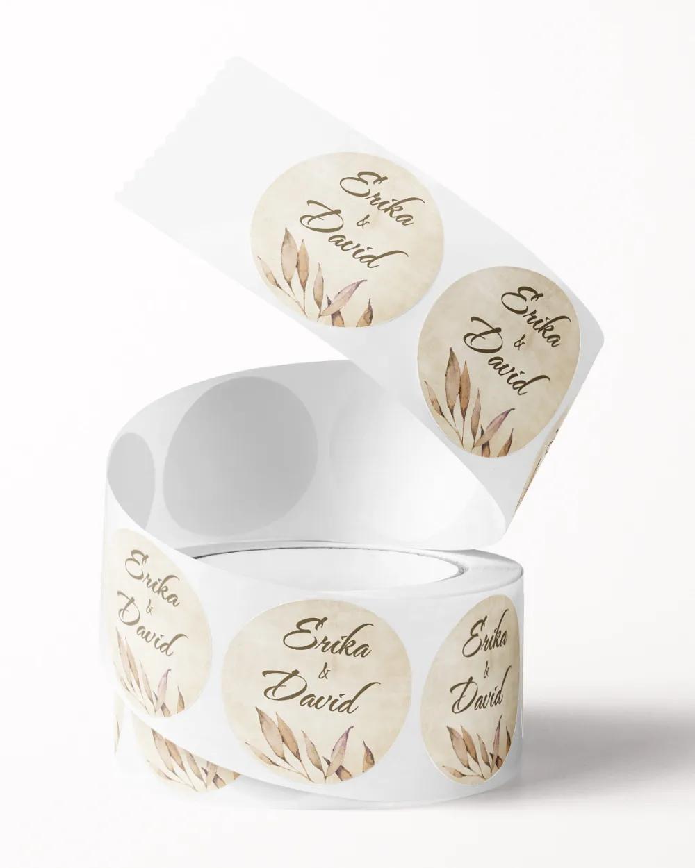 Svatební mini nálepky na obálky a dárky Vintage listy 2/3