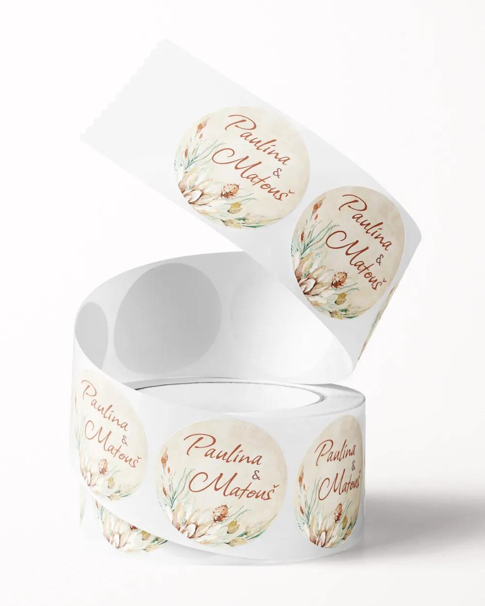 Svatební mini nálepky na obálky a dárky Savana II. 2/3