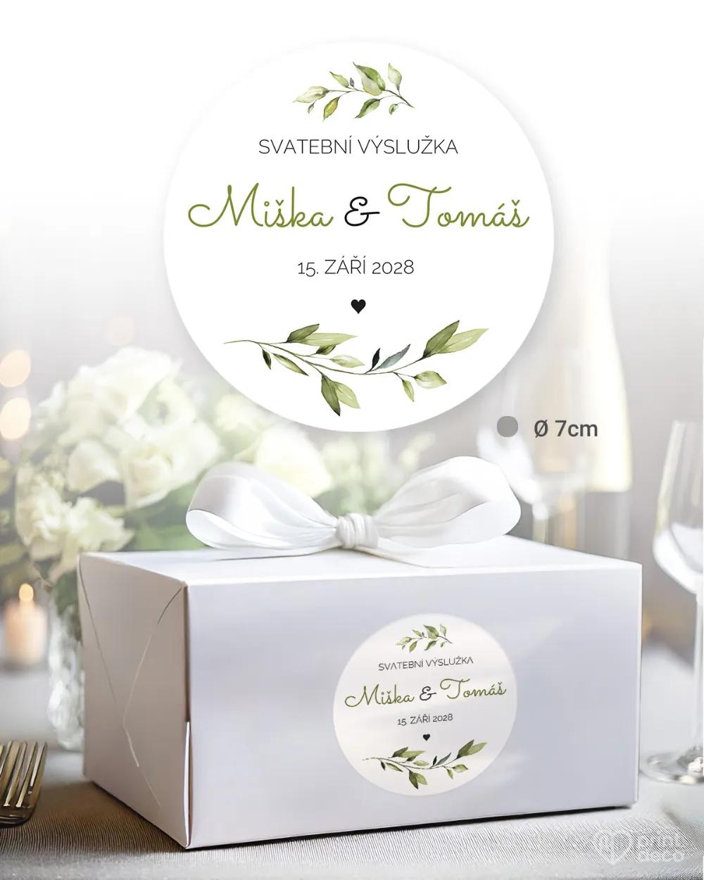 Svatební samolepky na výslužky Greenery VI. 1/3