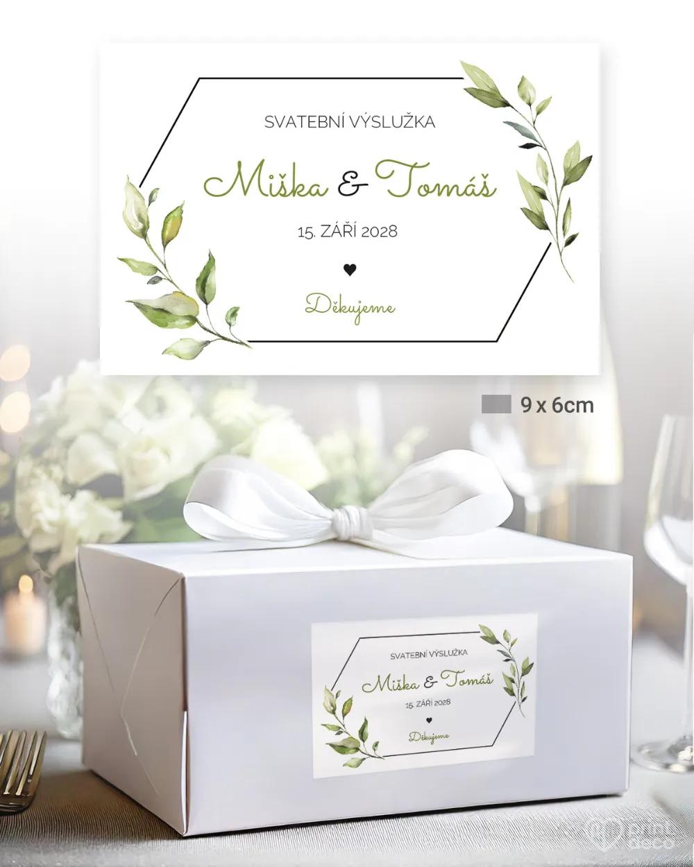 Svatební samolepky na výslužky Greenery VI. 2/3