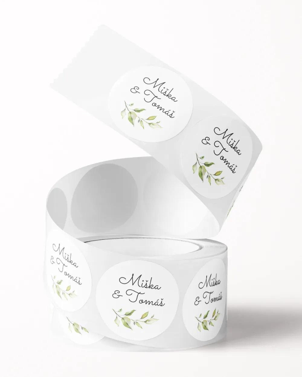 Svatební mini nálepky na obálky a dárky Greenery VI. 2/3