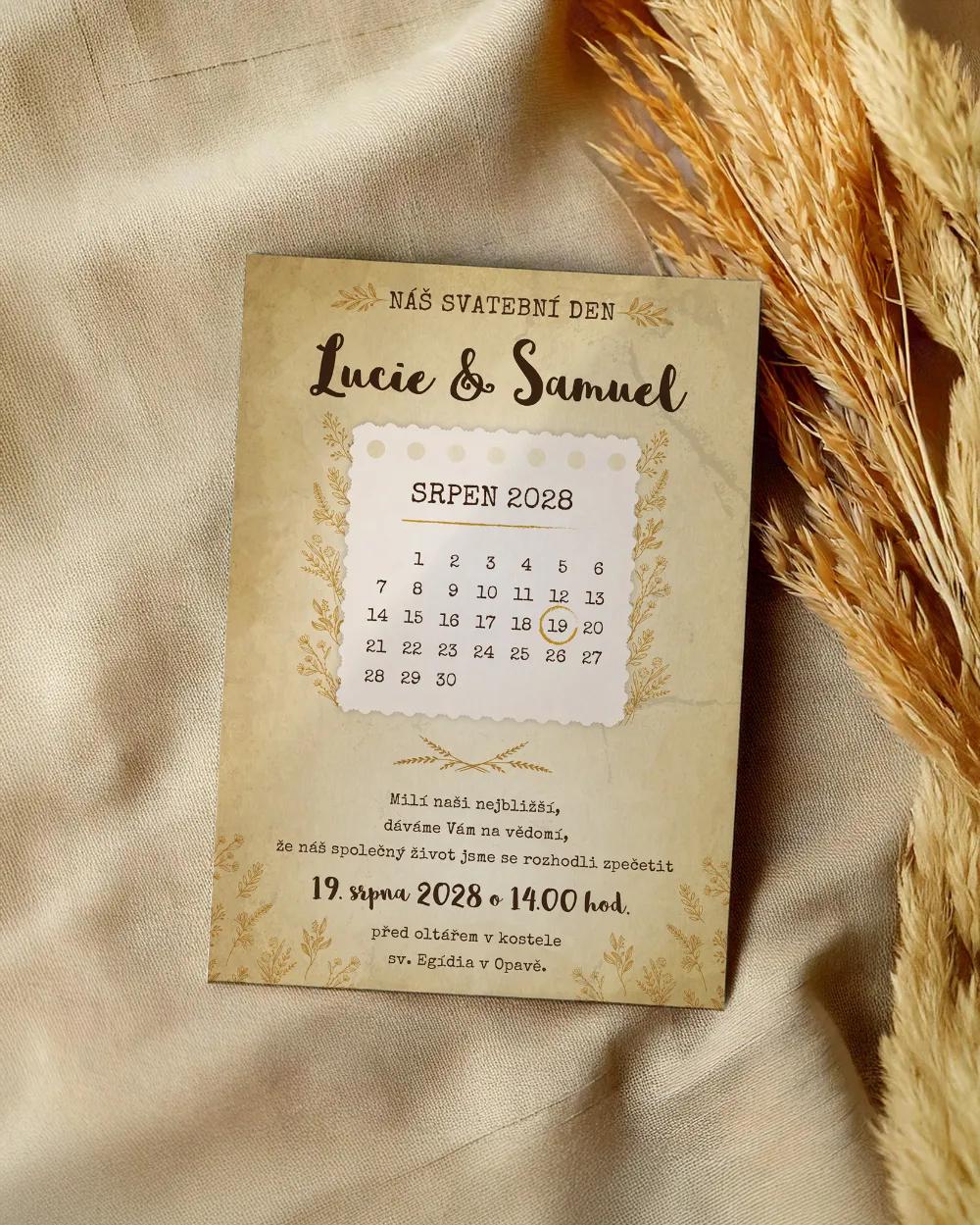 Svatební oznámení - Vintage polní květiny 1/2