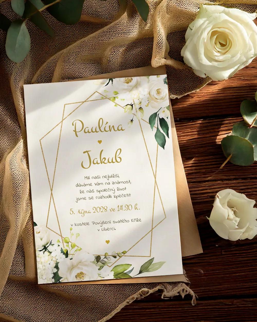 Svatební oznámení - Bílé růže 03 2/3