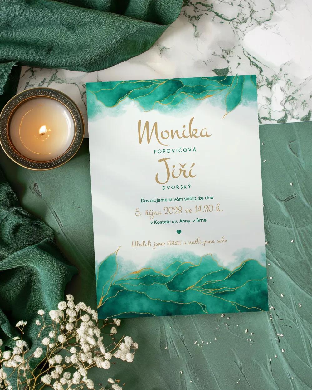 Svatební oznámení - Abstrakt 04 smaragdová 1/2