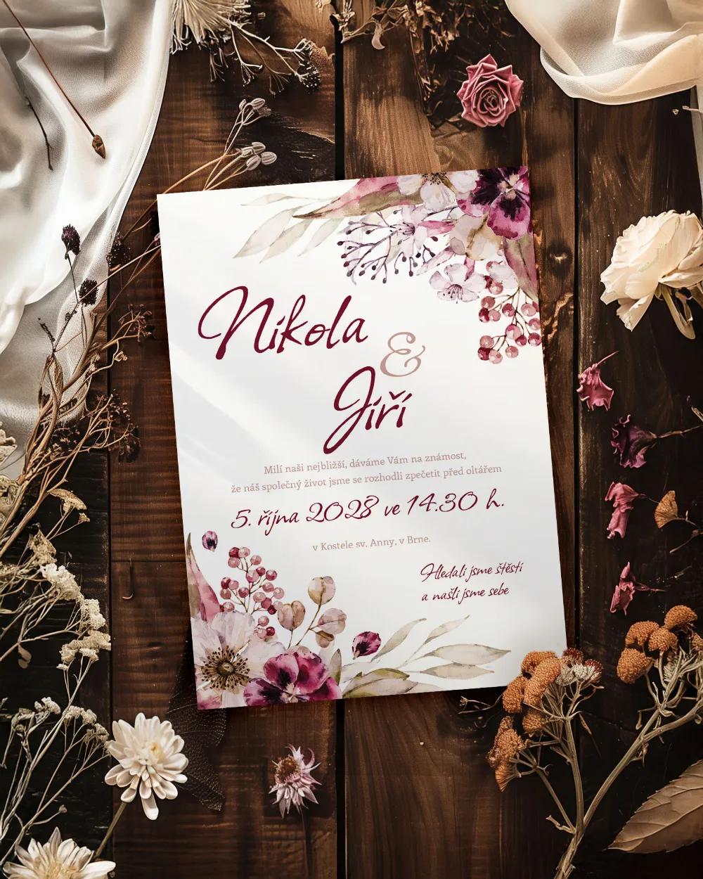 Svatební oznámení - Kytice květin 1/2