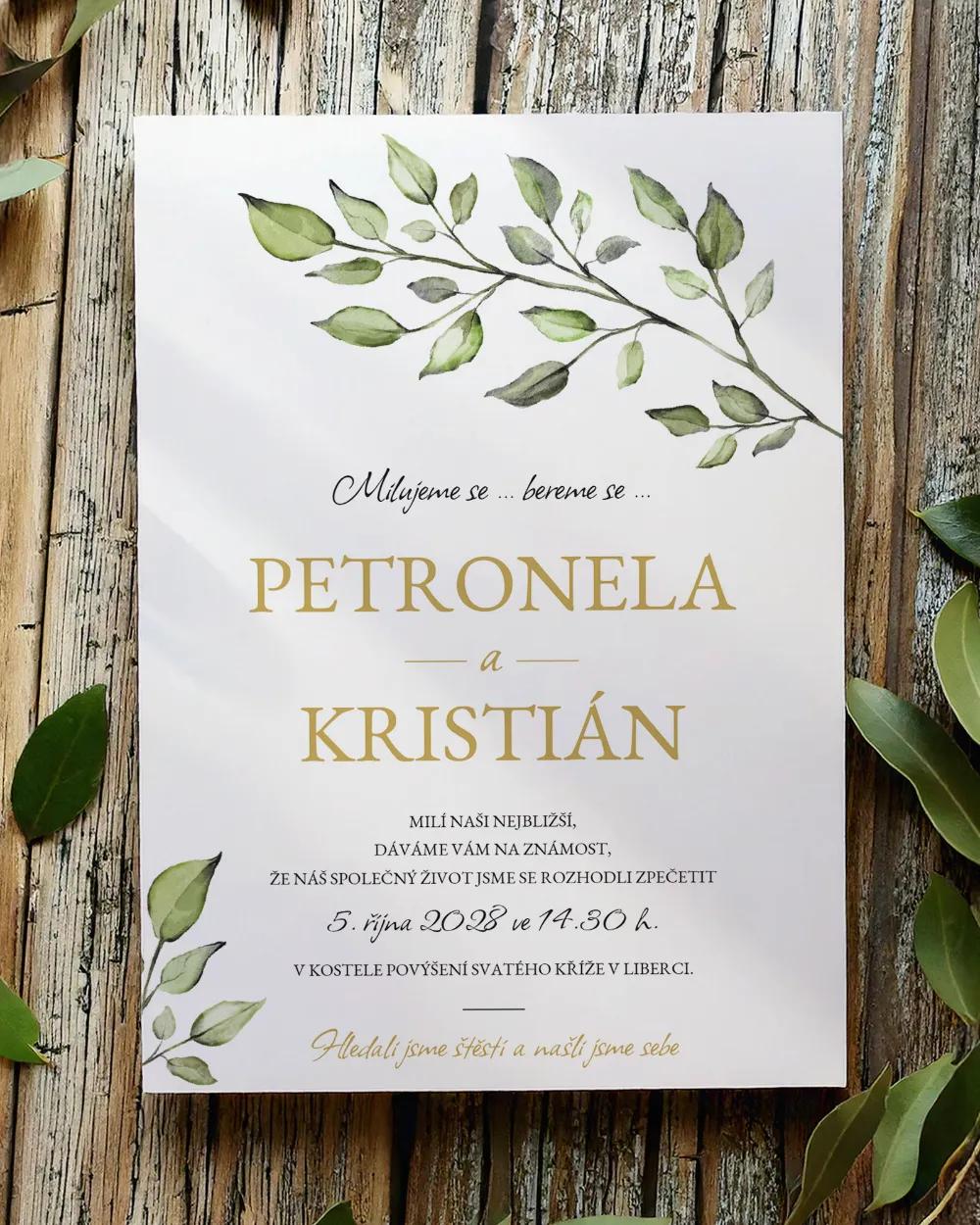 Svatební oznámení - Greenery 07
