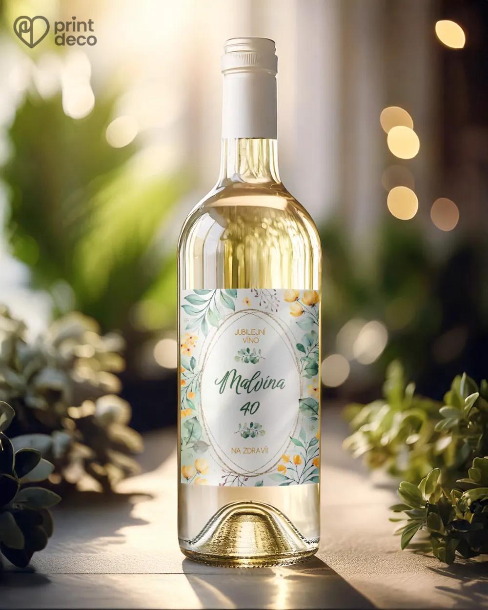 Etikety na láhve Žluté kvítky 1/2