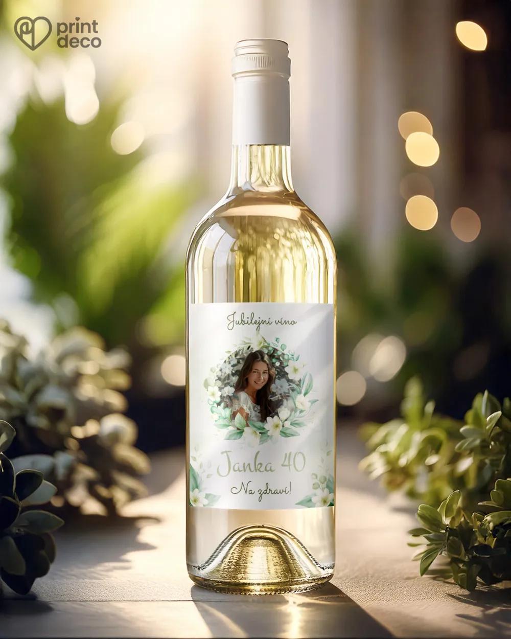 Etikety na láhve Bílé kvítky s fotografií 1/2