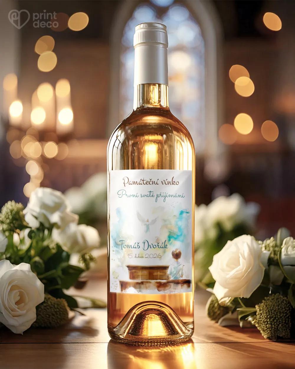 Etikety na láhve na svátost křtu, přijímání, biřmování – motiv 13 chlapec 1/2