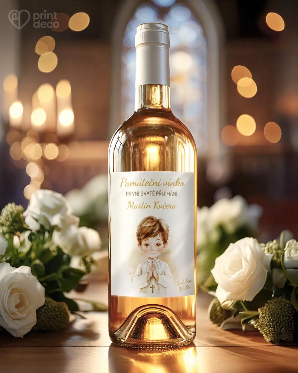 Etikety na láhve na svátost křtu, přijímání, biřmování – motiv 14 chlapec 1/2