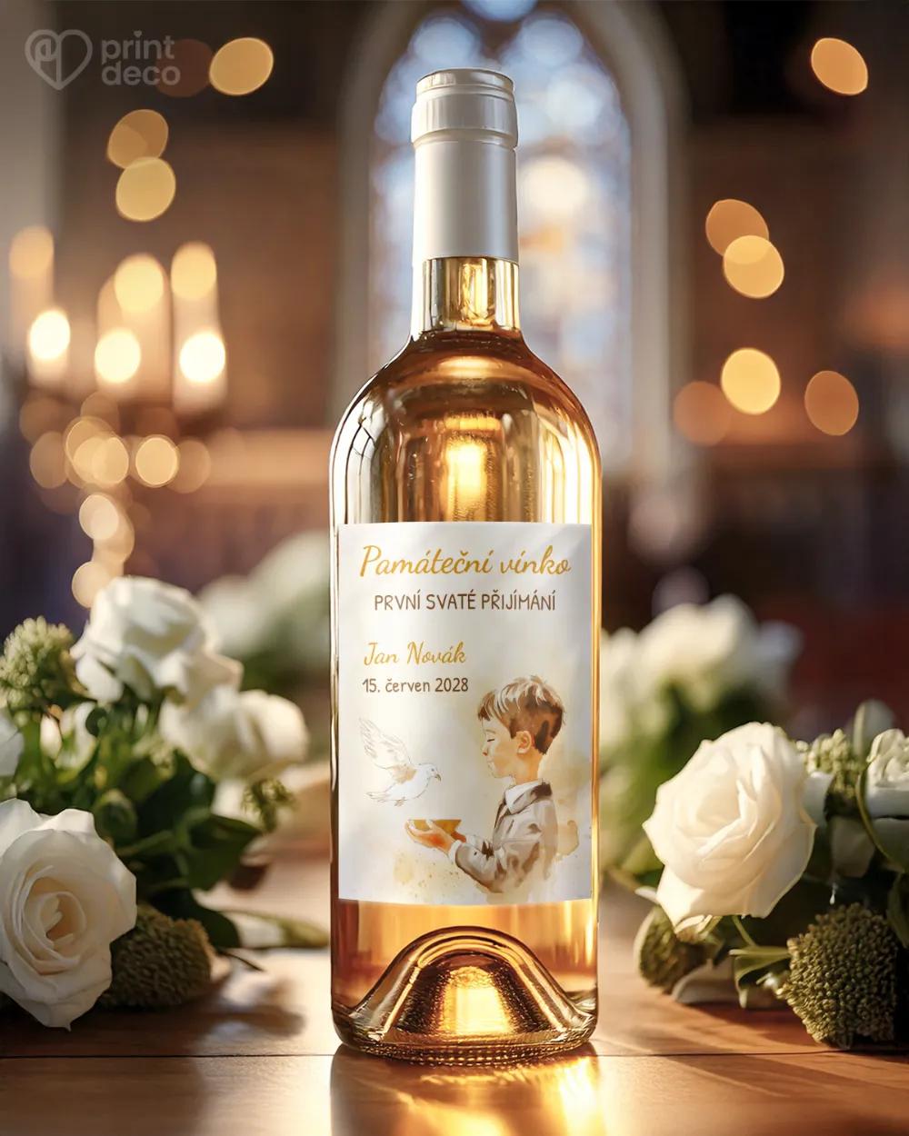 Etikety na láhve na svátost křtu, přijímání, biřmování – motiv 15 chlapec 1/2