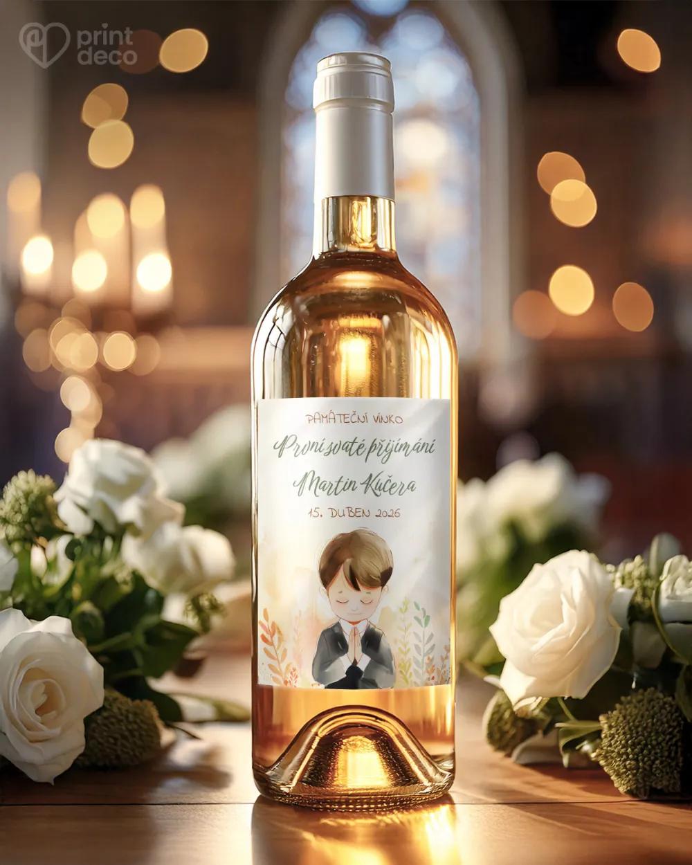 Etikety na láhve na svátost křtu, přijímání, biřmování – motiv 19 chlapec 1/2