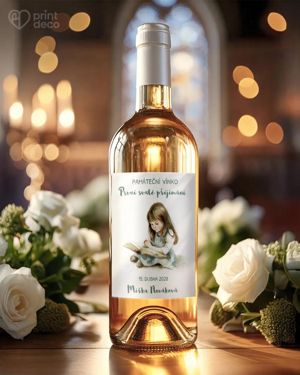 Etikety na láhve na svátost křtu, přijímání, biřmování – motiv 33 dívka 1/2