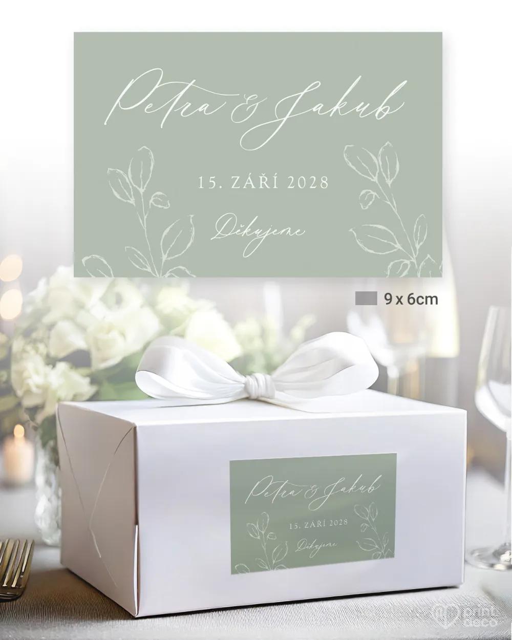 Svatební samolepky na výslužky listy lásky sage 2/3