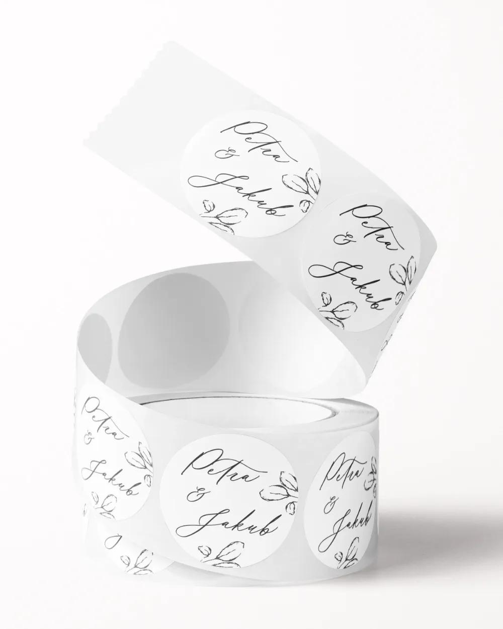 Svatební mini nálepky na obálky a dárky Listy lásky bílá 2/3