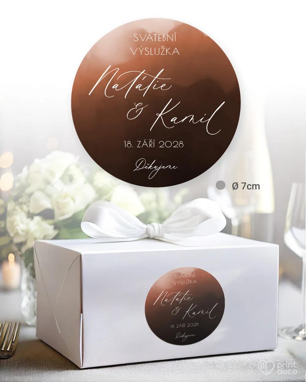 Svatební samolepky na výslužky akvarelová láska (měděná) 1/3