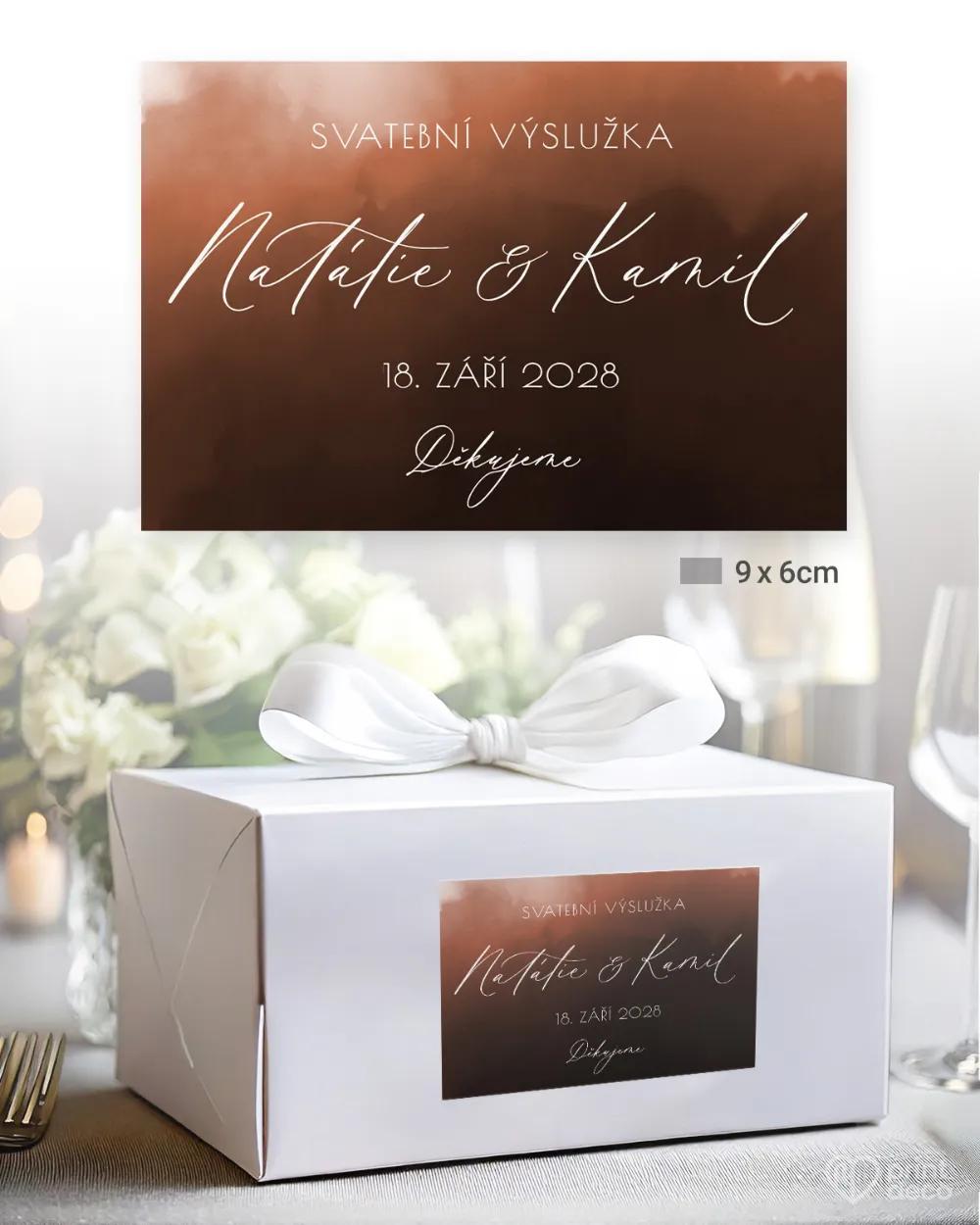 Svatební samolepky na výslužky akvarelová láska (měděná) 2/3