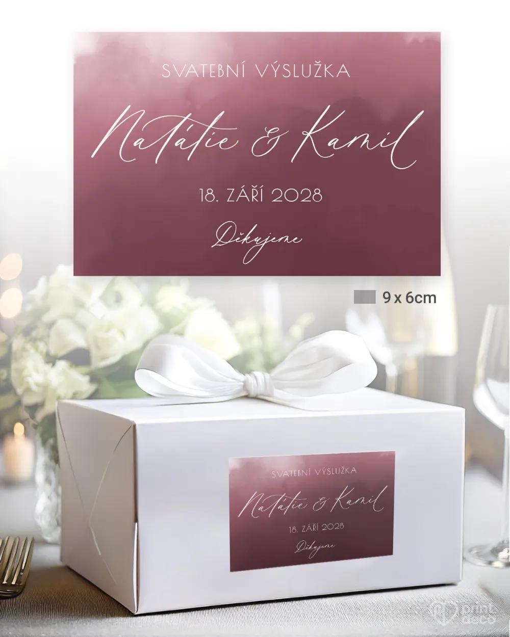 Svatební samolepky na výslužky akvarelová láska (růžová) 2/3