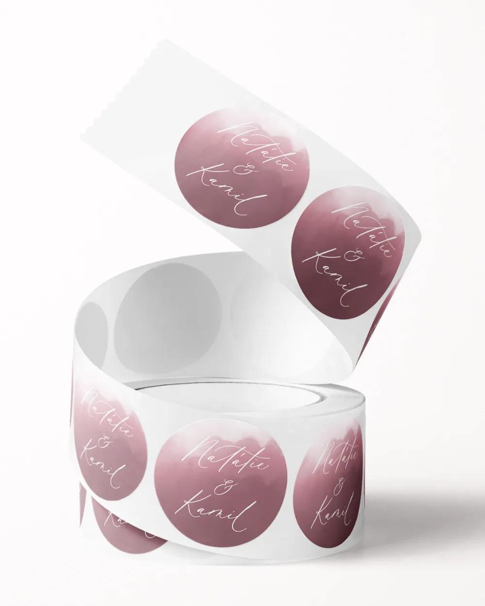 Svatební mini nálepky na obálky a dárky Akvarelová láska (růžová) 2/3