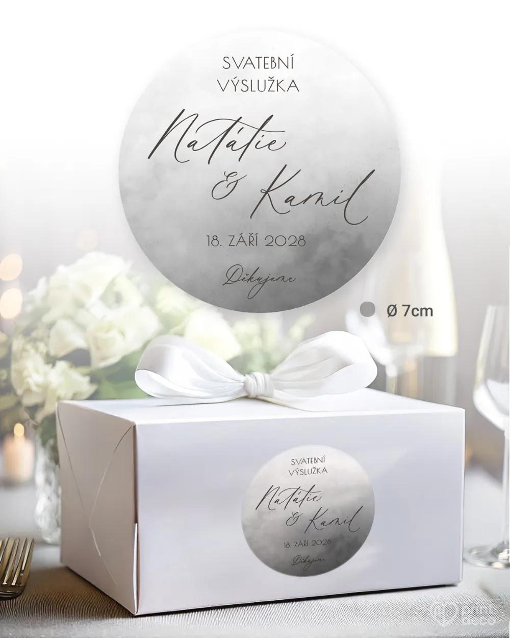 Nálepky na výslužky Akvarelová láska (sivá) 1/3