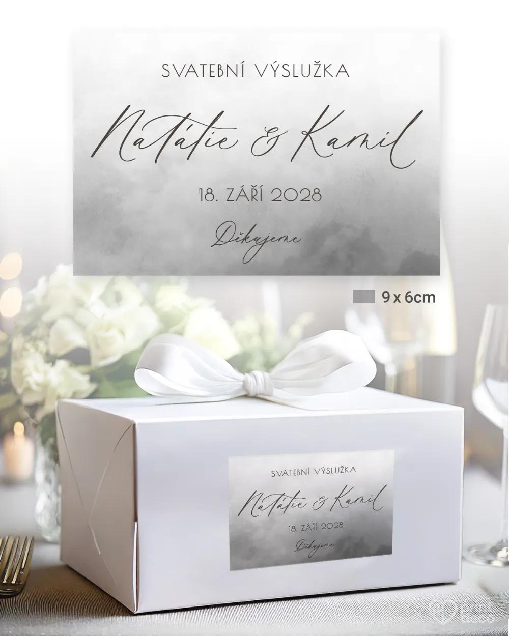 Nálepky na výslužky Akvarelová láska (sivá) 2/3