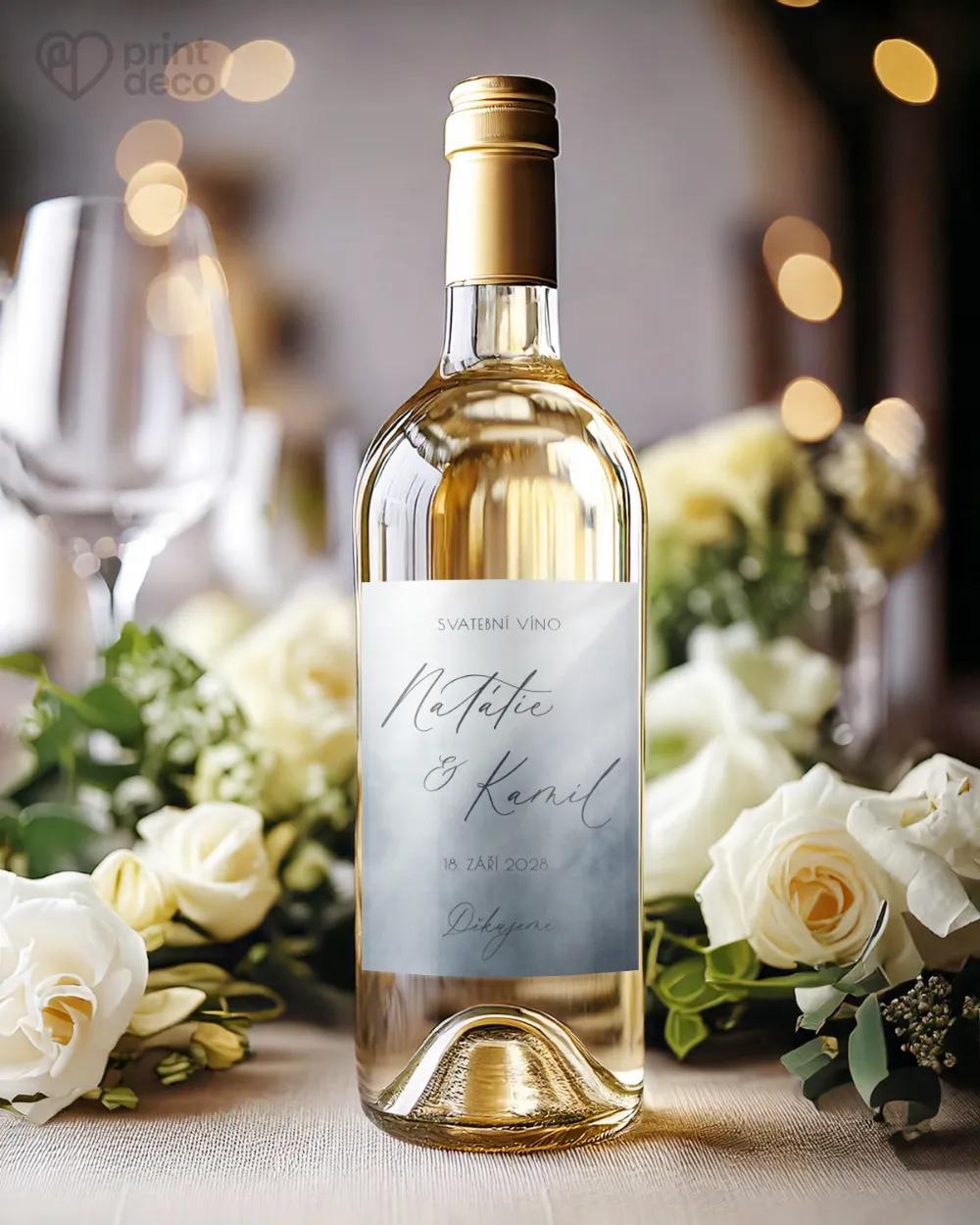 Svatební etikety Akvarelová láska (šedo-modrá) 1/2